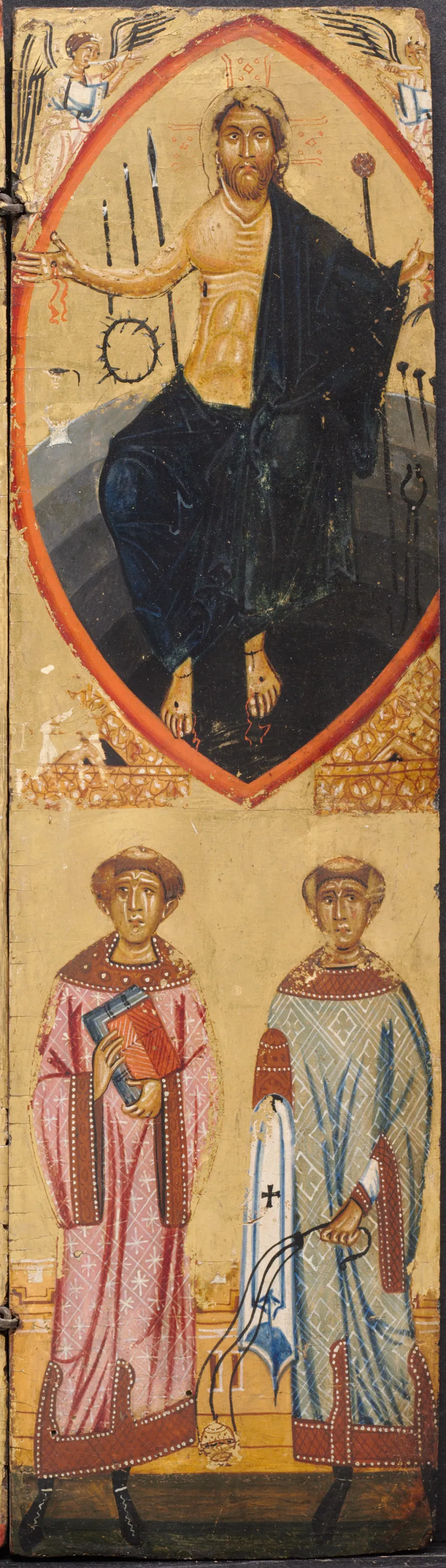 Christ in a Mandorla, with the instruments of the Passion, with St. Stephen and St. Lawrence below by Berlinghiero