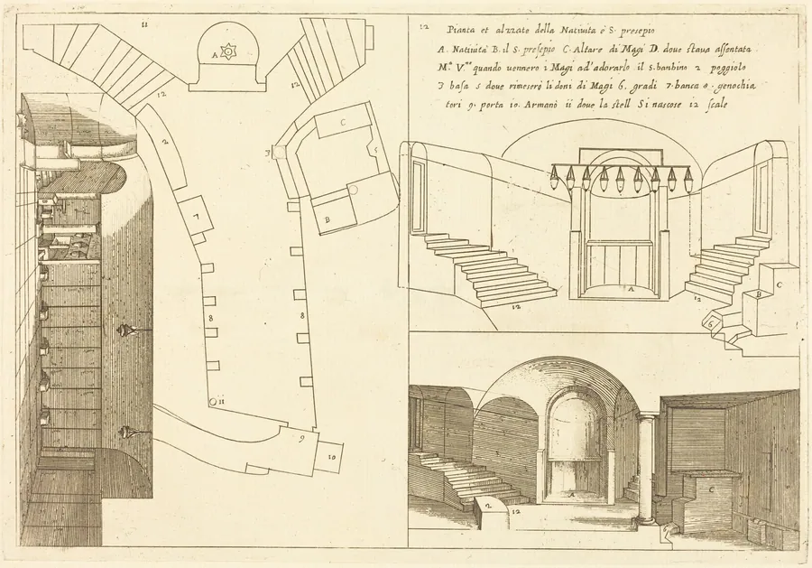 Plan and Elevation of the Church of the Holy Nativity by Jacques Callot