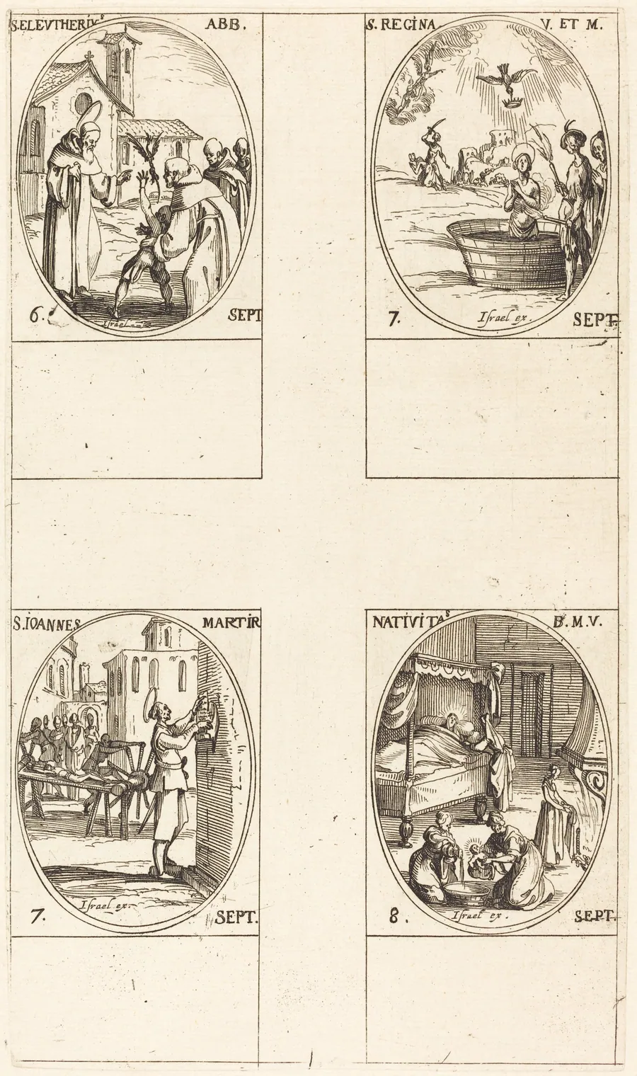 St. Eleutherius, Abbot; St. Regina; St. John; The Nativity of the Virgin by Jacques Callot