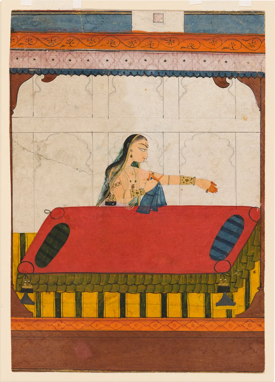 A forlorn lover, fragment from a Rasamanjari by Attributed to the workshop of Golu, son of Devidasa