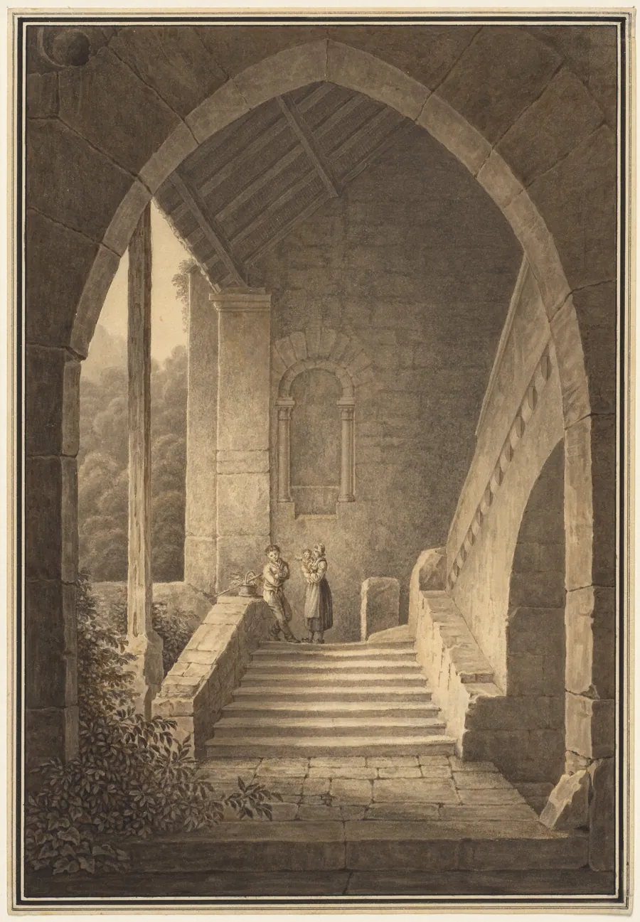 Outer Staircase of a Gothic Ruin by Domenico Quaglio
