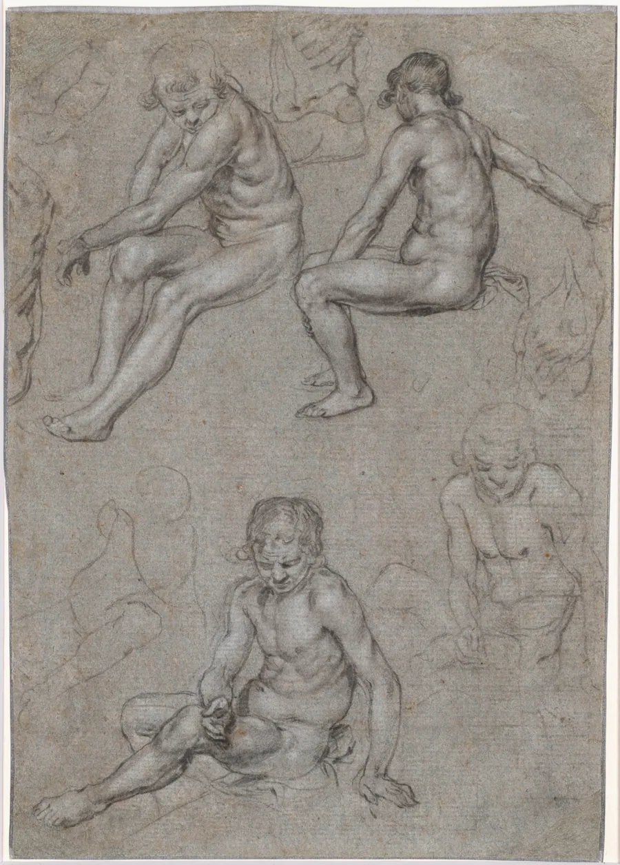 Studies of a Naked Seated Boy by Jacob de Gheyn II