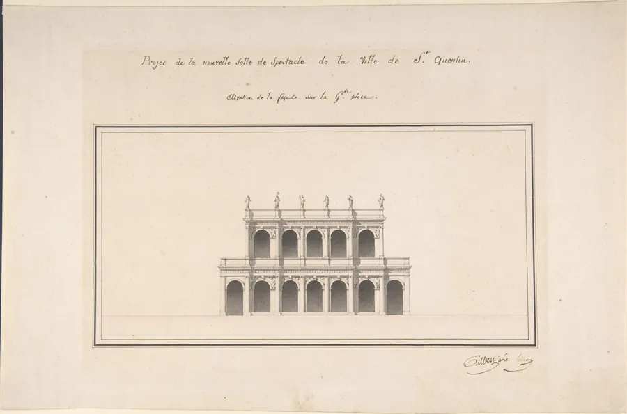 Project for the New Theater at St. Quentin (Aisne) - Elevation by Emile-Jacques Gilbert