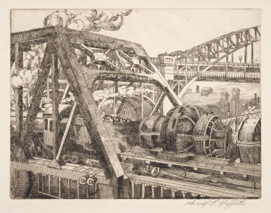 Industrial Cleveland:  Baltimore and Ohio Railroad Lift Bridge by Harold G. Griffith