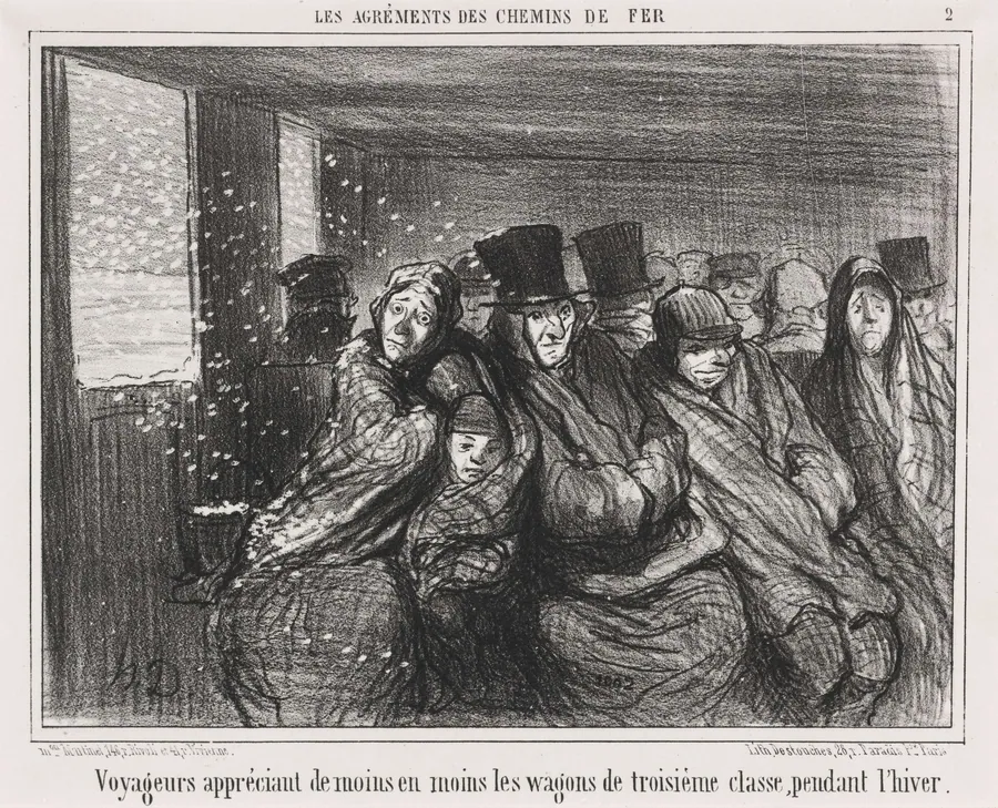 Voyageurs appréciant de moins en moins les wagons de troisième classe... by Honoré Daumier