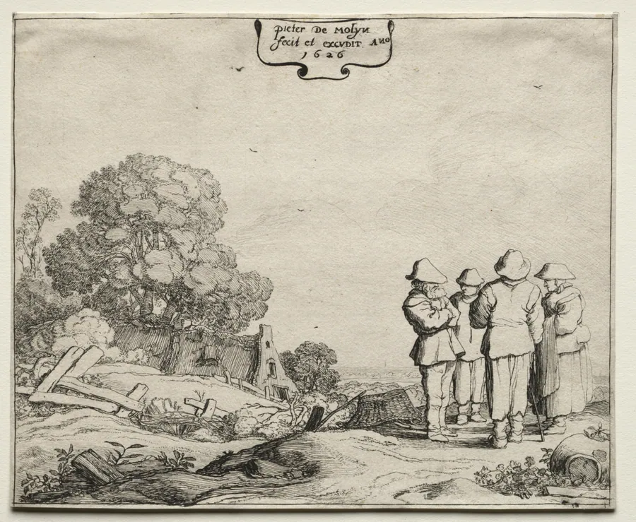 Landscape with Four Peasants Conversing by Pieter Molyn