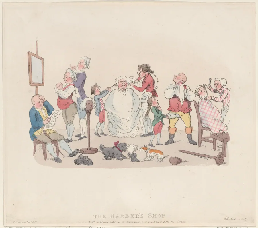 The Barber's Shop by Thomas Rowlandson
