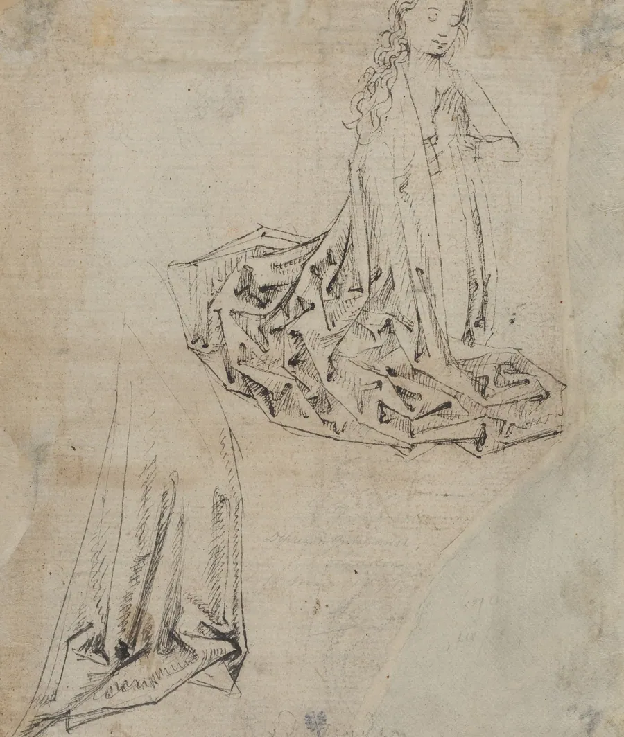 Female Figure Kneeling in Prayer [verso] by Master of the Drapery Studies