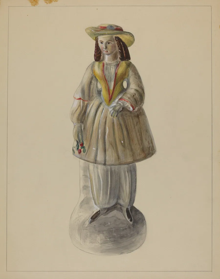 Pa. German Chalkware Bloomer Girl by Mina Lowry