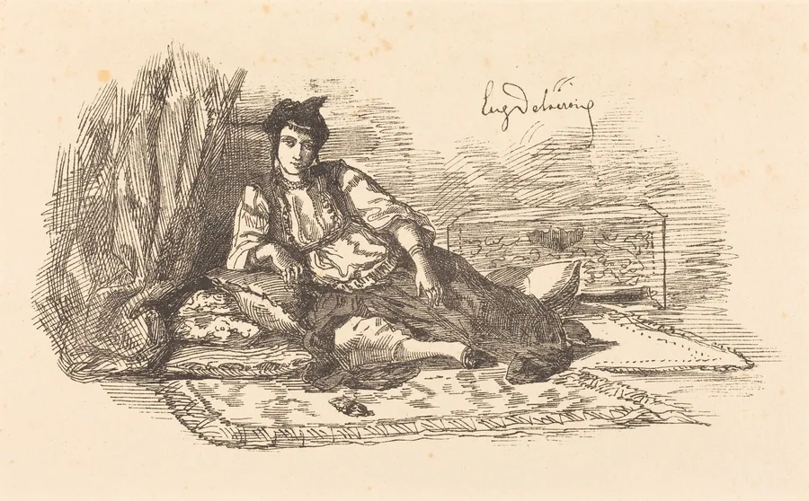 Jewish Woman of Algiers  (Juive d'Alger et une rue à Alger) by Eugène Delacroix
