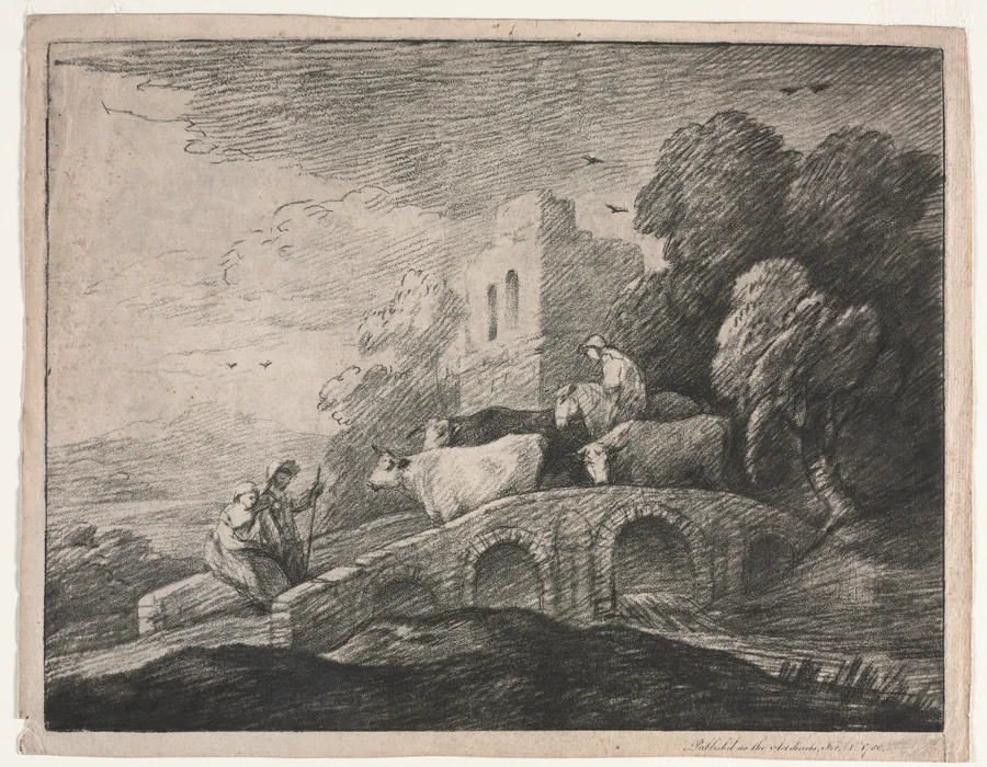 Wooded Landscape with Herdsmen Driving Cattle by Thomas Gainsborough