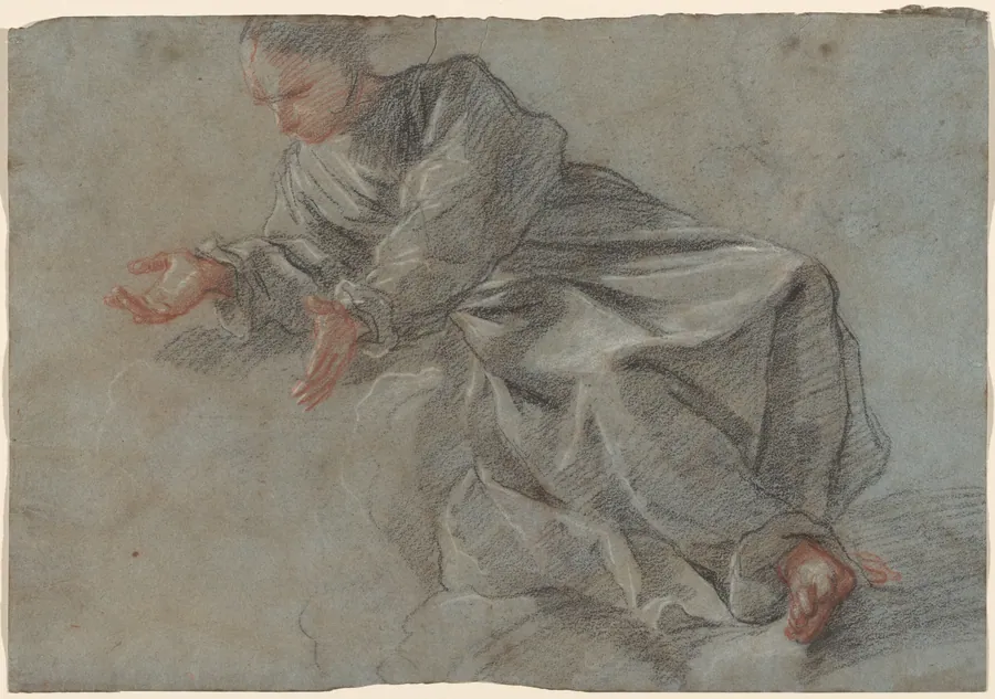 A Monk Seated with Arms Outstretched [Study for the Virgin in the _Vision of Blessed Felice da Cantalice_] by Fra Semplice da Verona