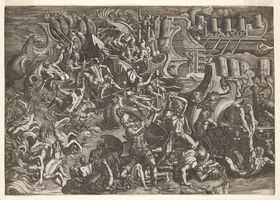 Trojans Repelling the Greeks by Giovanni Battista Scultori