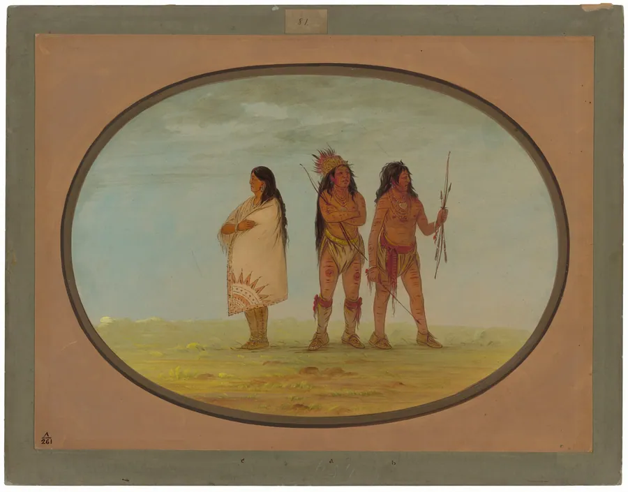 Three Navaho Indians by George Catlin