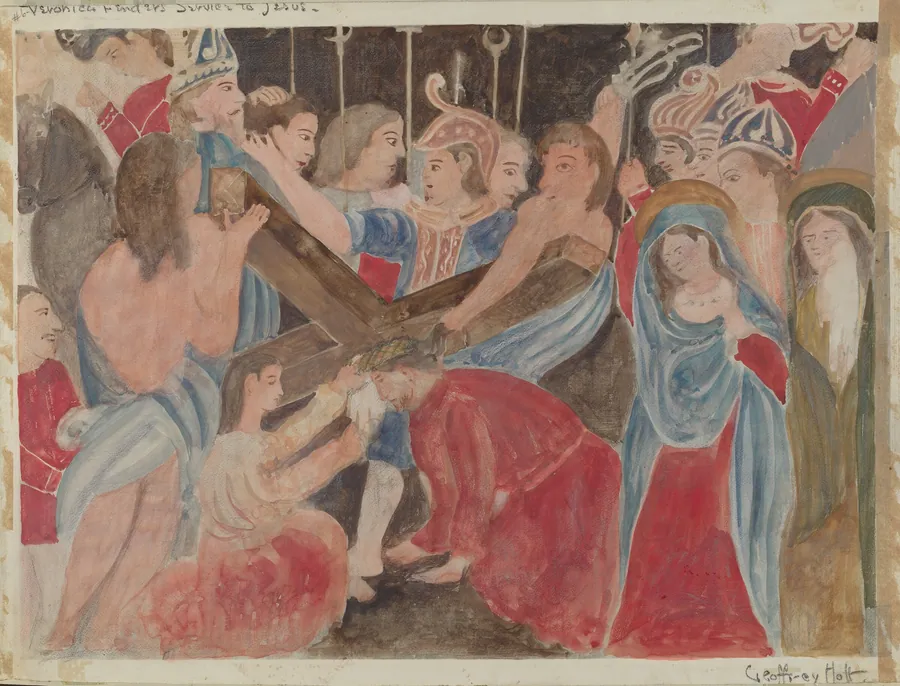 Station of the Cross No. 6: "Veronica Renders Service to Jesus" by Geoffrey Holt