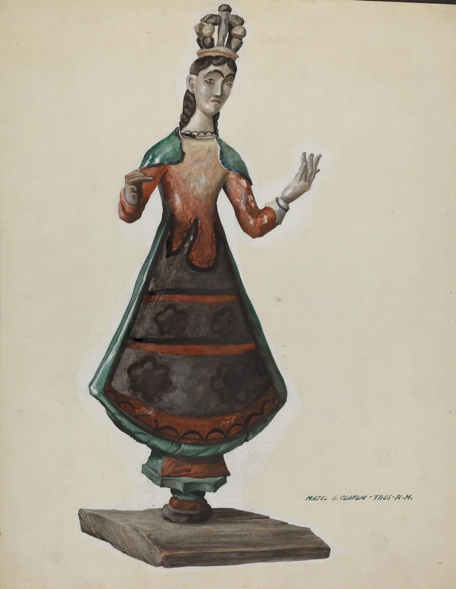 Large Painted Wooden Saint-Virgin Mary by Majel G. Claflin