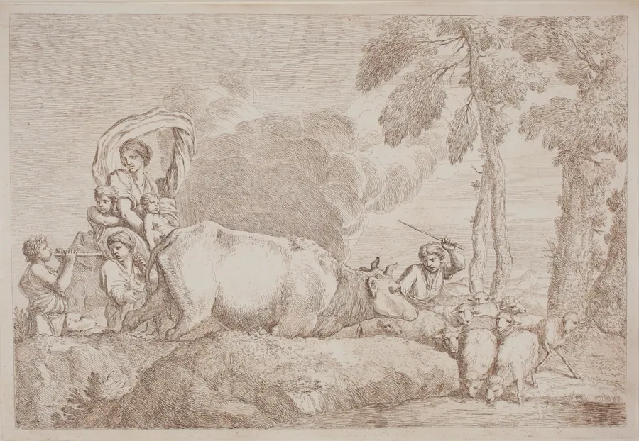 A Woman with Two Children on Horseback by Gaetano Zompini