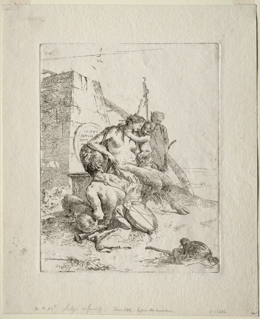 Scherzi di Fantasia: Satyr Family with the Obelisk by Giovanni Battista Tiepolo