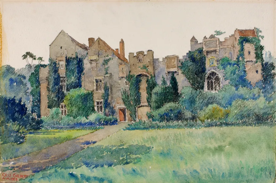 Compton Castle, Devonshire, England by Cass Gilbert, born Zanesville, OH 1858-died Brockenhurst, England 1934