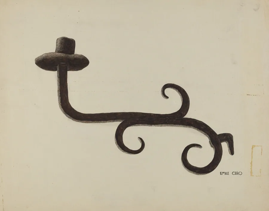 Hand Wrought Iron Candlestick by Emile Cero
