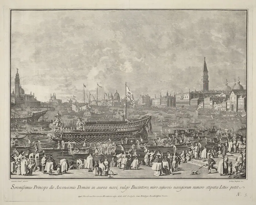 The Doge in the Bucintoro Departing for the Porto di Lido on Ascension Day by Giovanni Battista Brustolon