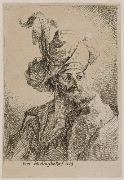 Oriental with a Plumed Hat, Looking Right