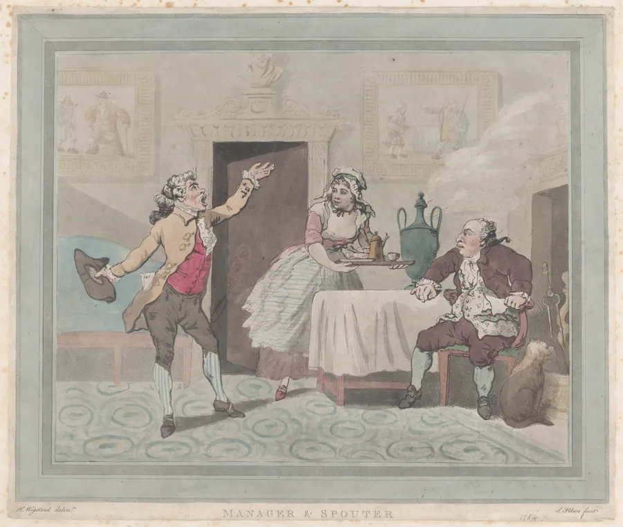 Manager & Spouter by Thomas Rowlandson