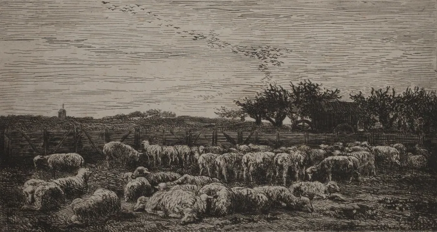The Large Sheepfold by Charles François Daubigny