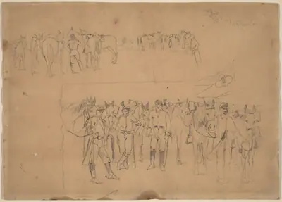 Officers and Horses at Rest