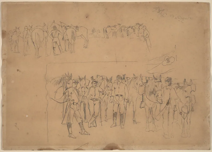 Officers and Horses at Rest by Winslow Homer