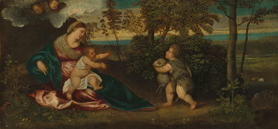 Madonna and Child and the Infant Saint John in a Landscape by Polidoro Lanzani