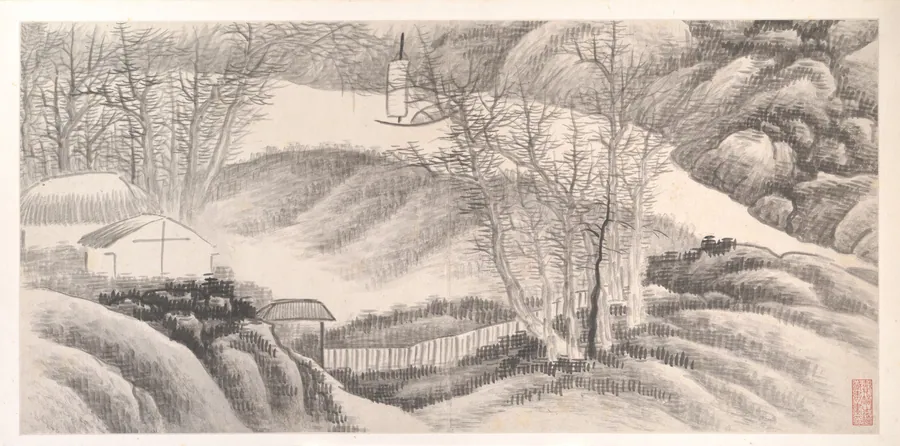 清　龔賢　十二月令山水圖　冊|Landscapes of the Twelve Months by Gong Xian