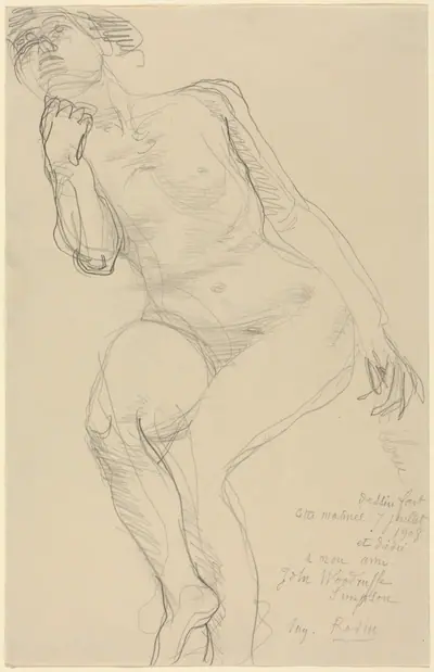 Seated Female Nude Leaning to the Left
