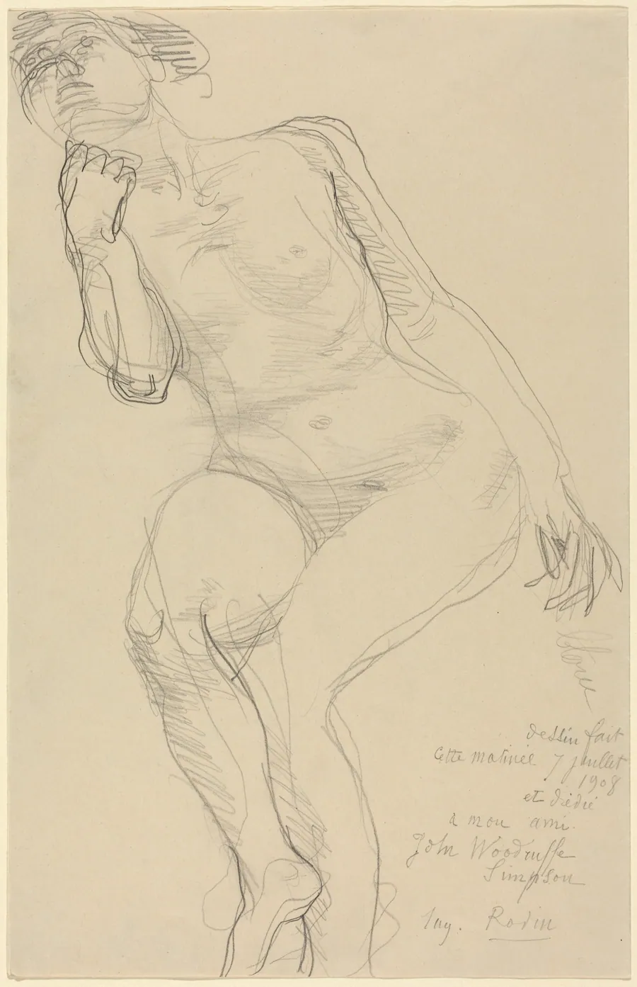 Seated Female Nude Leaning to the Left by Auguste Rodin