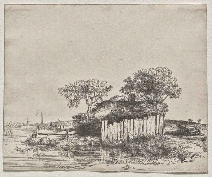 Cottage with a White Paling by Rembrandt van Rijn