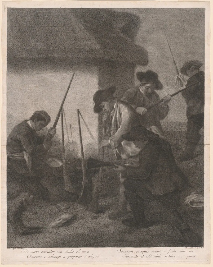 De Servi Cacciator... (Servants Preparing the Guns for the Hunt) by Marco Alvise Pitteri