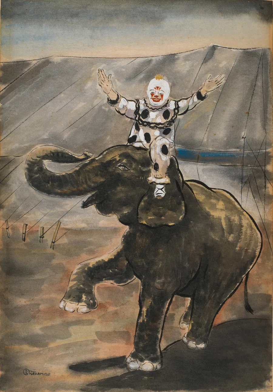 Clown Elephants by Fugi Nakamizo, born Fukuiken, Japan 1895-died ca. 1950