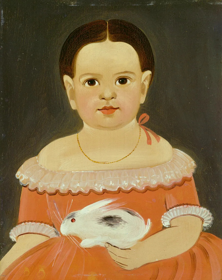 Little Girl with Pet Rabbit by Sturtevant J. Hamblin