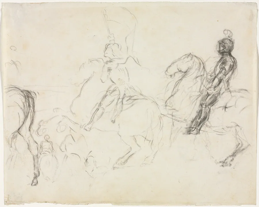Battle Scene with Armored Figures on Horseback (recto) by Edgar Degas