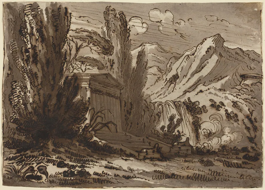 Mountainous Landscape with Classical Temple by Felice Giani