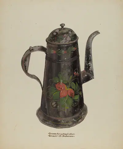 Toleware Tin Coffee Pot