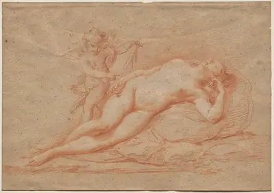 Reclining Nude with Cupid