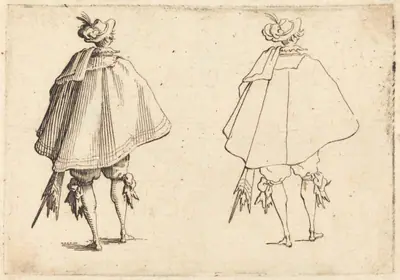 Gentleman in Large Mantle, Seen from Behind