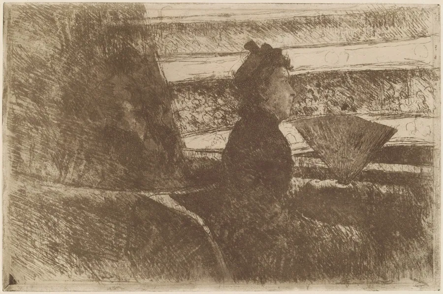 Lady in Black, in a Loge, Facing Right by Mary Cassatt