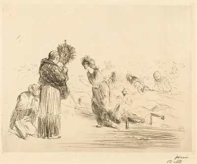 Le miraculé devant l'ostensoir (4e planche) (The Miracle before the Blessed Sacrament) (fourth plate)