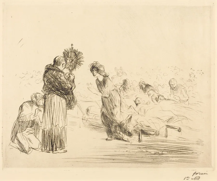 Le miraculé devant l'ostensoir (4e planche) (The Miracle before the Blessed Sacrament) (fourth plate) by Jean-Louis Forain
