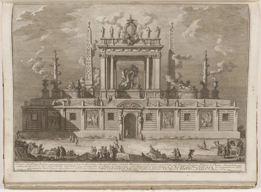 The Prima Macchina for the Chinea of 1762: The Farnese Bull and Other Antiquities from Palazzo Farnese by Giuseppe Vasi