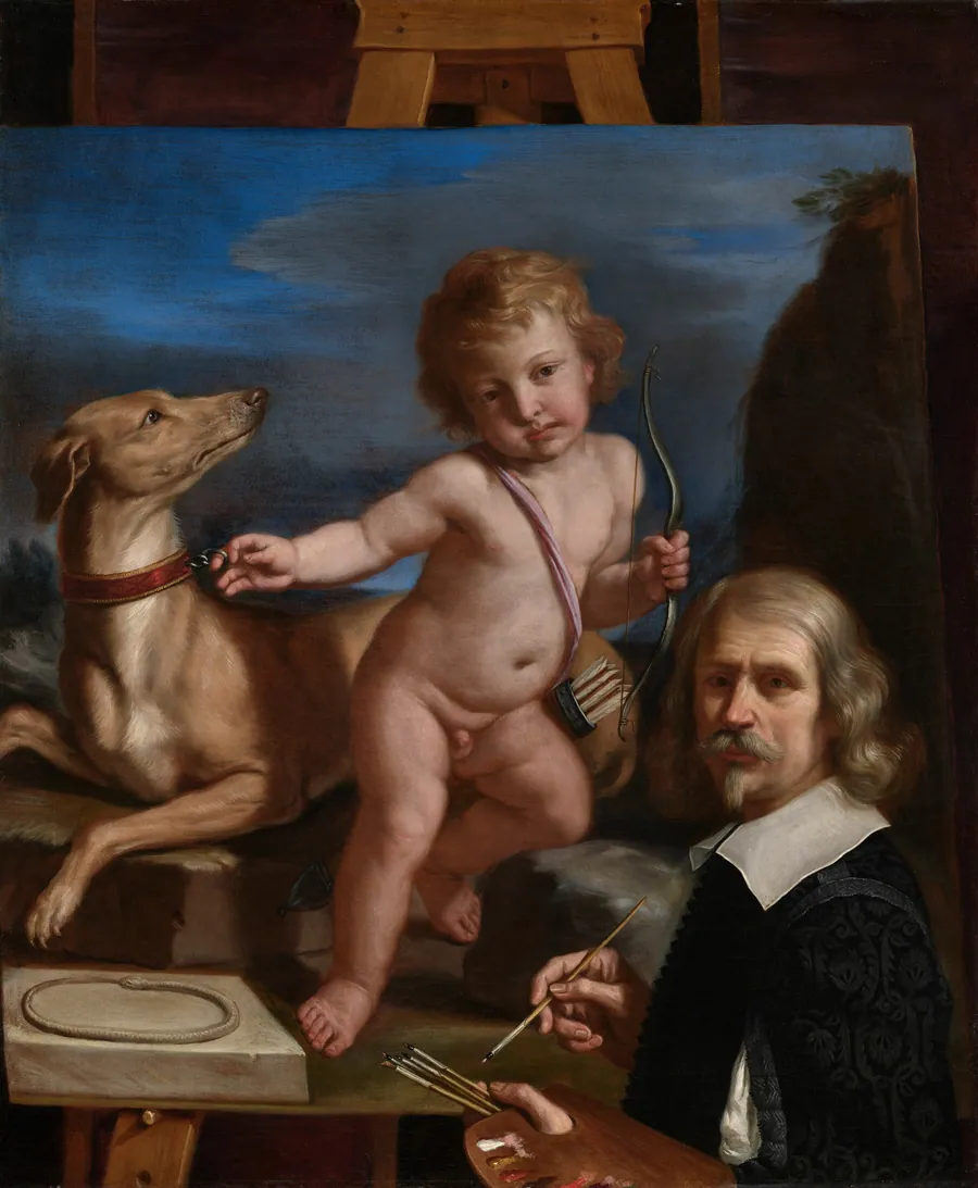 Self-Portrait before a Painting of "Amor Fedele" by Guercino