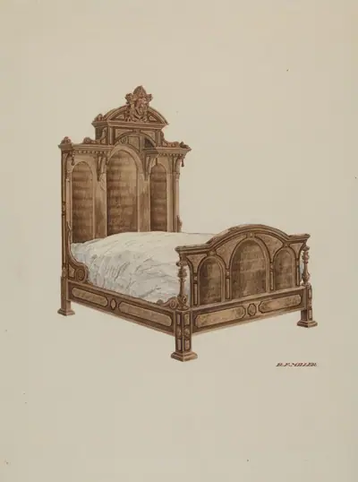 Bed, Burl Walnut