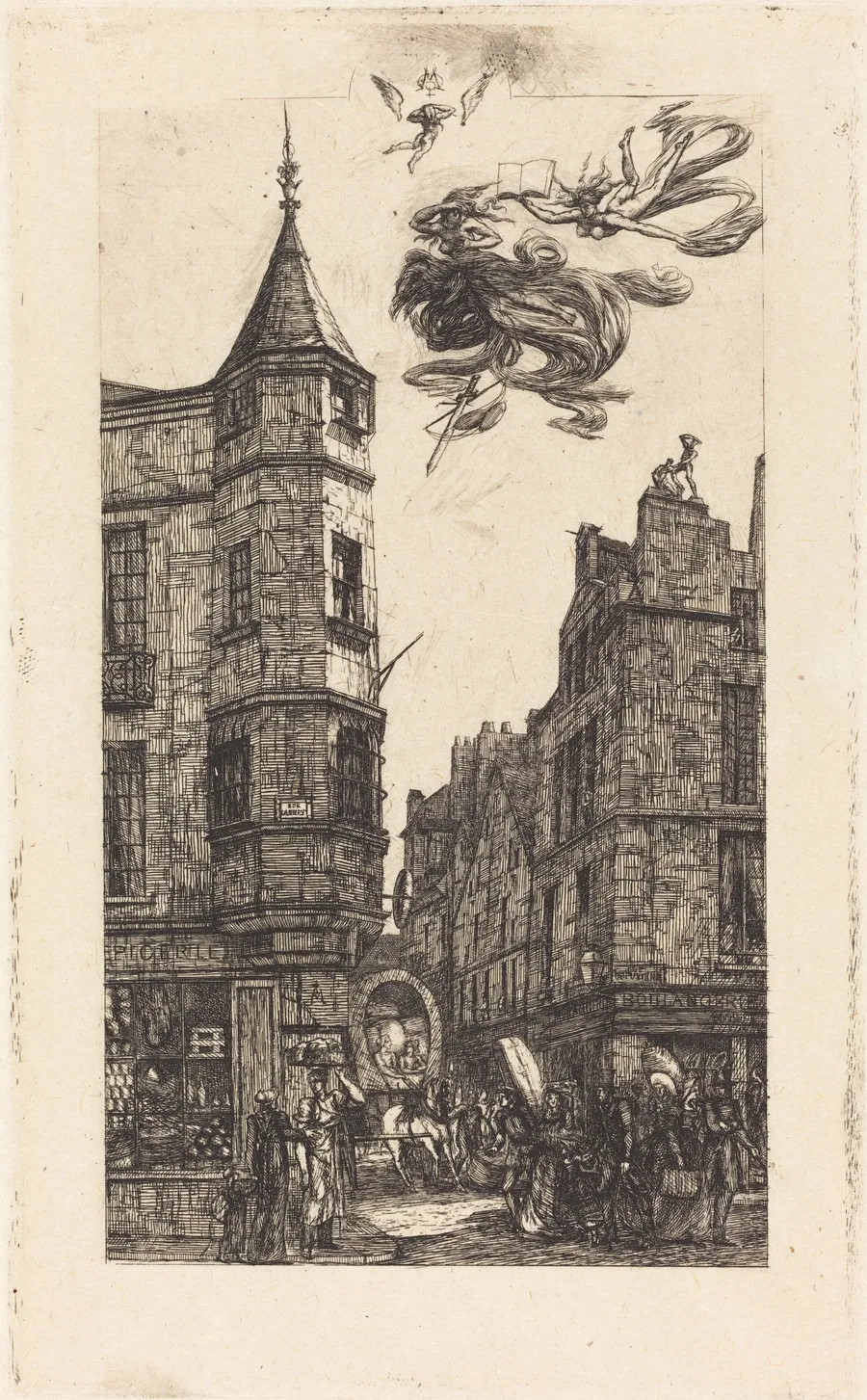 Tourelle, Rue de l'École de Médecine, 22, Paris (House with a Turret, No. 22, Street of the School of Medecine, Paris) by Charles Meryon